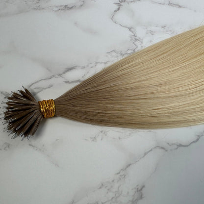 22" Nano Tip #T5Q 60 Rooted Platinum Human Hair Extensions - Dolly