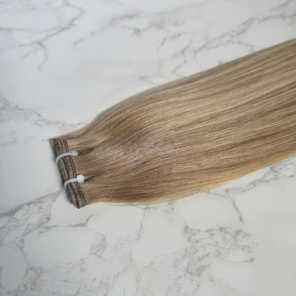 22" Flat Weft #T6.2 6.2/9C/PLA Bohemian Bronde Human Hair Extensions - Bianca