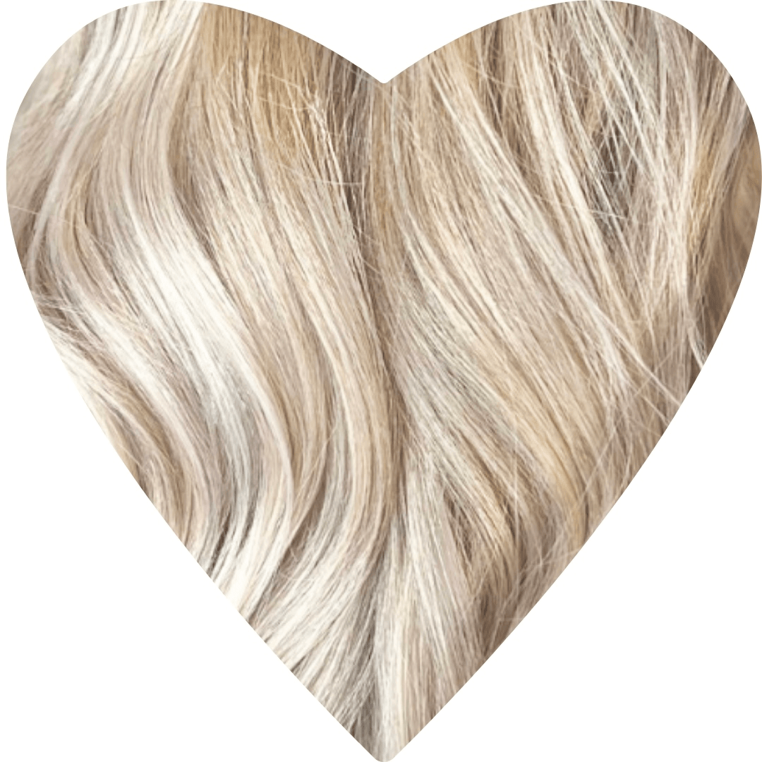 24" Clip In #T6.2 Pla Rooted White Blonde Human Hair Extensions - Celine