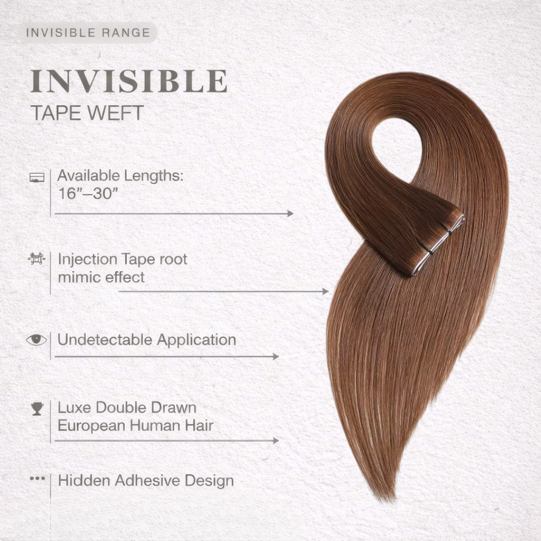 Invisible Tape Weft Human Hair Extensions 24-30”