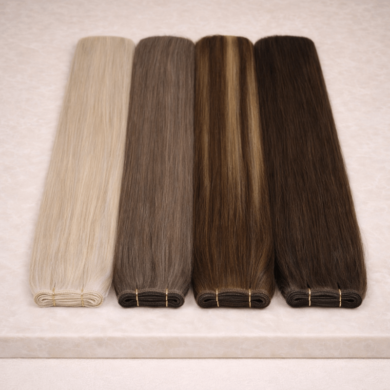 Flat Weft Human Hair Extensions 16”-22”
