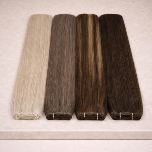 Flat Weft Human Hair Extensions 16”-22”