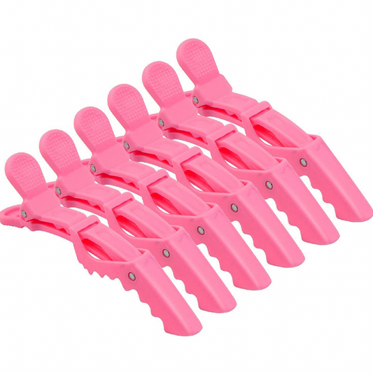 Pink Crocodile Hair Clip 6 Pack